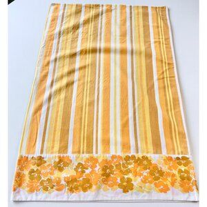 Vintage 1970s pillowcase, orange,  floral, striped, crazy daisies, single casing
